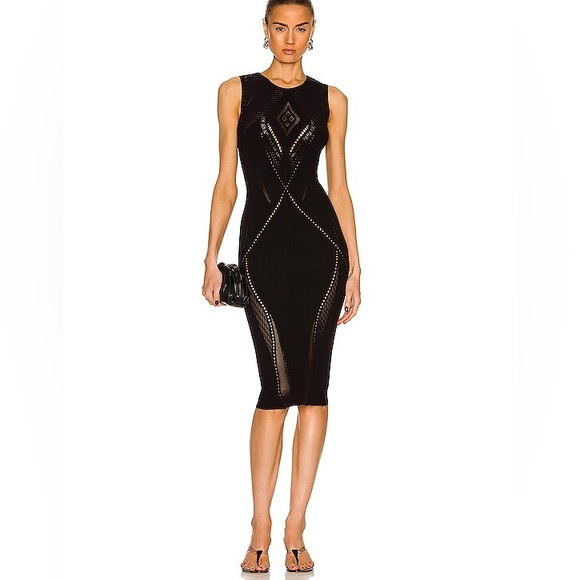 Alberta Ferretti Wolford Ajoure Net Dress Black Sold out everywhere - Picture 1 of 3